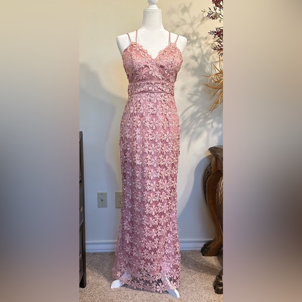 Pink Floral Lace Dress